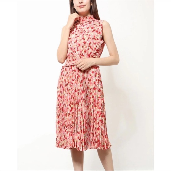 Nanette Lepore Pleat Floral Smocked Midi Dress Size 12 - Picture 1 of 11